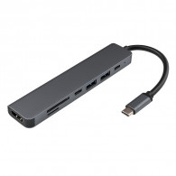 Adaptateur Sbox 7En1 Type-C Vers HDMI + USB A + SD + TF Gris en Tunisie