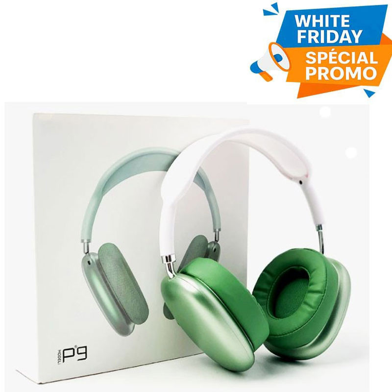 Casque Sans Fil P9 Bluetooth Avec Emplacement Carte Mémoire Vert