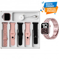 Coffret Montre Connectée Wisme X12 Mini + 5 Ceintures Rose Gold en Tunisie