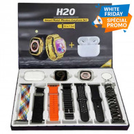 Coffret Montre Connectée H20 + 7 Bracelets + Airpods Noir en Tunisie