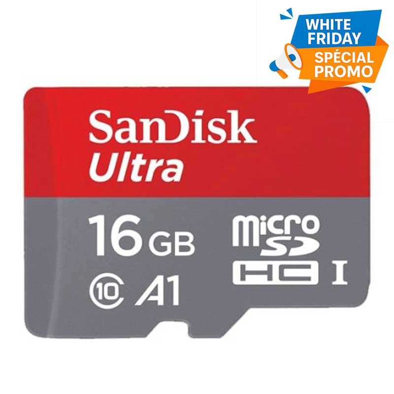 Carte Mémoire Sandisk Ultra 16Go Micro SD Avec Adaptateur en Tunisie