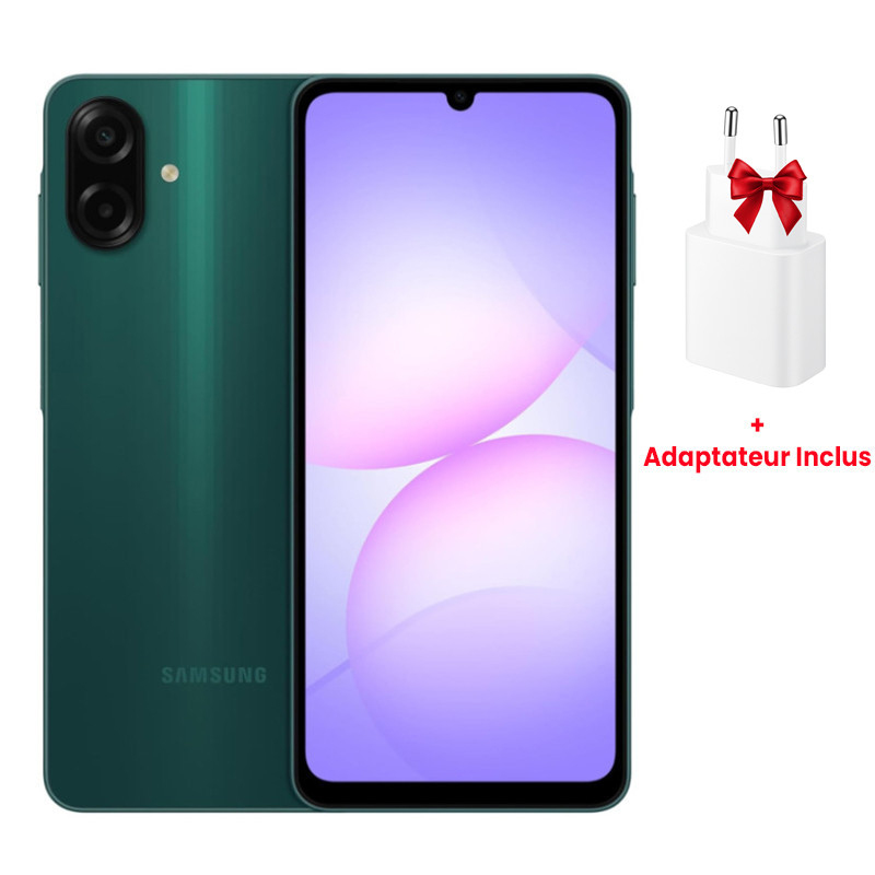 Samsung Galaxy A07 12 Go (6Go + 6Go Extensible) 128Go + Adaptateur Inclus Vert