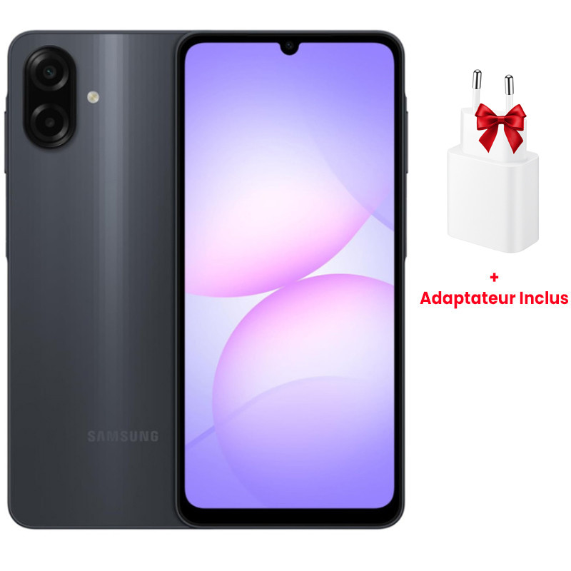 Samsung Galaxy A07  8 Go (4Go + 4Go Extensible) 128Go + Adaptateur Noir