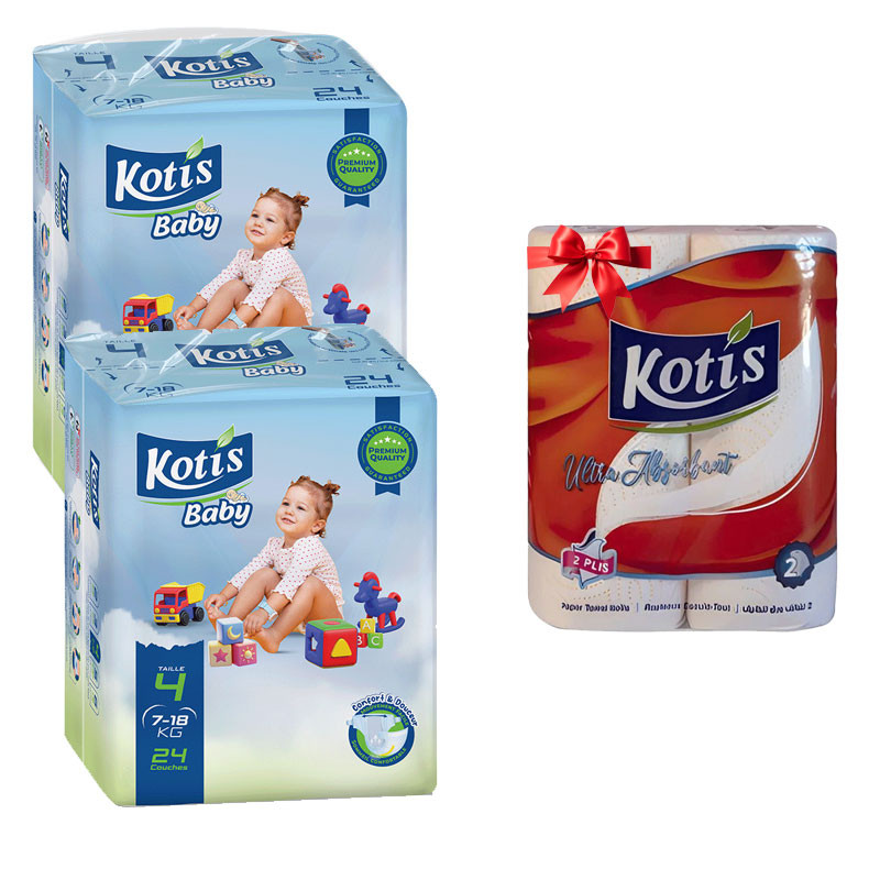 Couches Bébé Kotis Premium T4 24 Pièces Maxi Eco en Tunisie