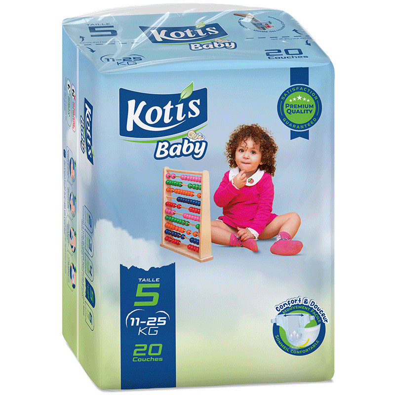Couches Bébé Kotis Premium T5 20 Pièces Junior Eco en Tunisie