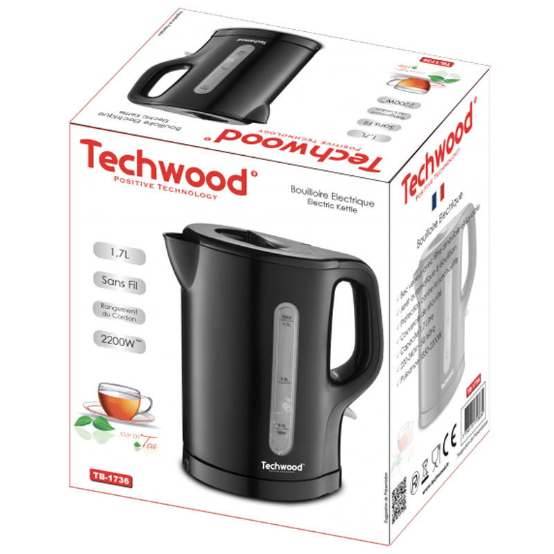 Bouilloire Techwood TB-1736 2200W 1.7 Litres Noir en Tunisie