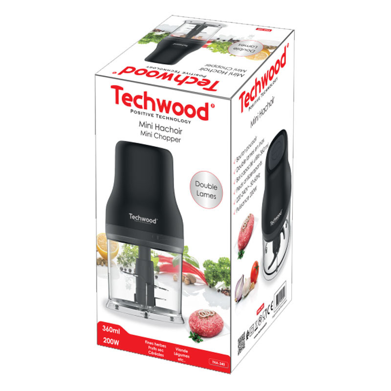 Mini Hachoir Techwood THA-340 200W 500ml Noir en Tunisie