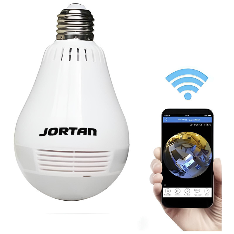 Caméra De Surveillance Ampoule Interne Jortan Panoramique 3D Blanc en Tunisie
