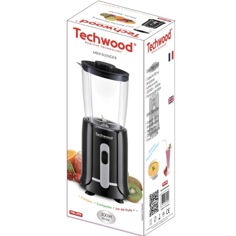 Mini Blender Techwood TBL-206 300W 0.5L Noir EN Tunisie