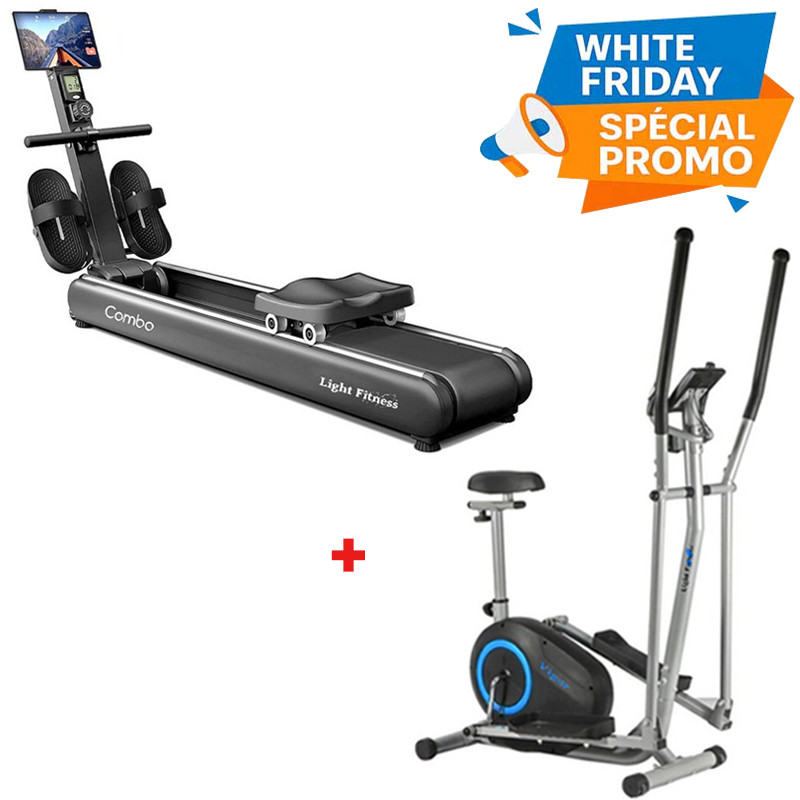 Pack Vélo Elliptique 2en1 + Rameur Magnétique Light Fitness en Tunisie