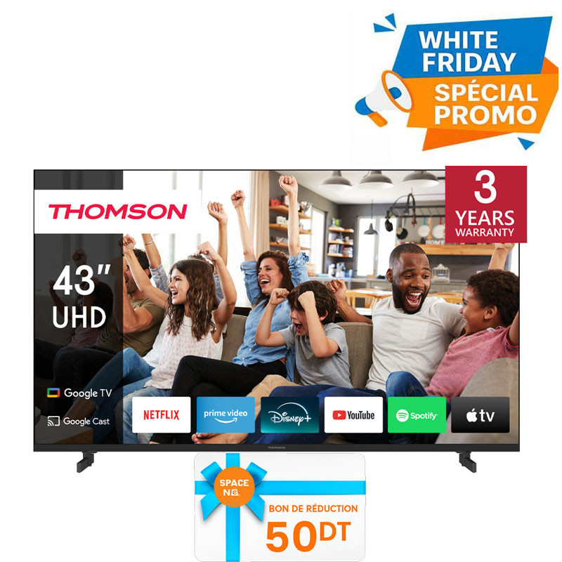 TV Thomson 43" 43UG4S14 UHD Google Tv Noir en Tunisie