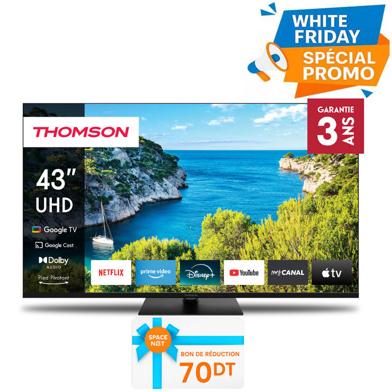 TV Thomson 43" 43UG5C14 UHD Google Tv Noir en Tunisie