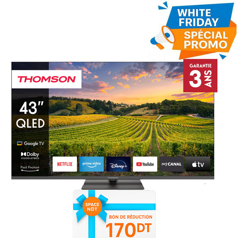 TV Thomson 43" 43QG5C14 QLED Google Tv Noir en Tunisie