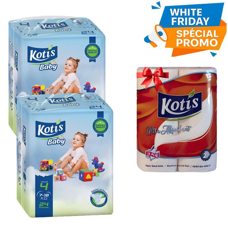 Couches Bébé Kotis Premium T4 24 Pièces Maxi Eco en Tunisie
