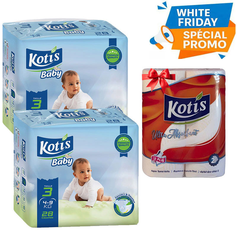 Couches Bébé Kotis Premium T3 28 Pièces Midi Eco en Tunisie