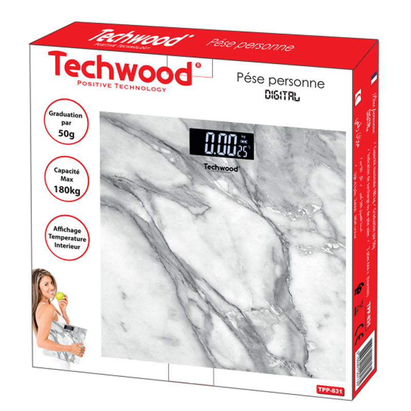 Pèse Personne Techwood TPP-831 180 Kg Blanc en Tunisie