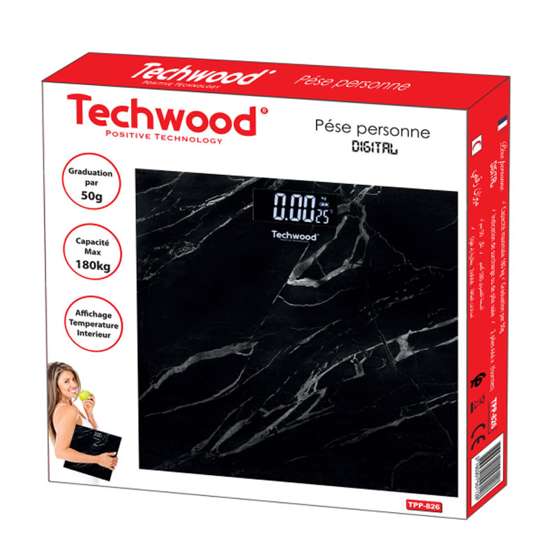 Pèse Personne Techwood TPP-831 180 Kg Noir en Tunisie