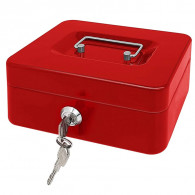 Caisse à Monnaie Kippen 10033r2 - Rouge, Dimensions 20x16x9cm, Avec étagère Et Serrure
