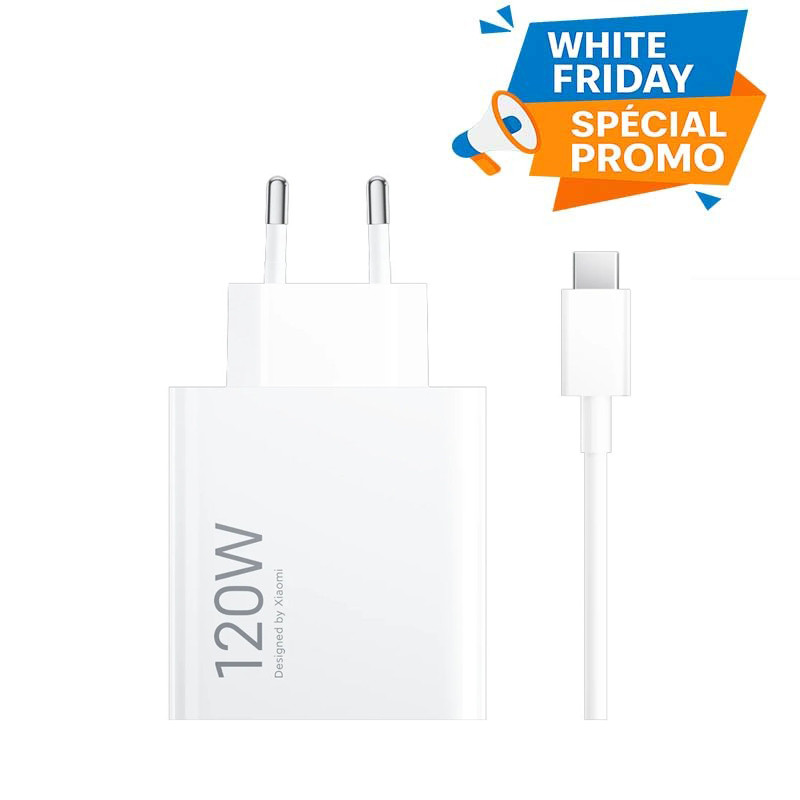 Chargeur Xiaomi Type-C 120W Avec Cable Blanc En Tunisie