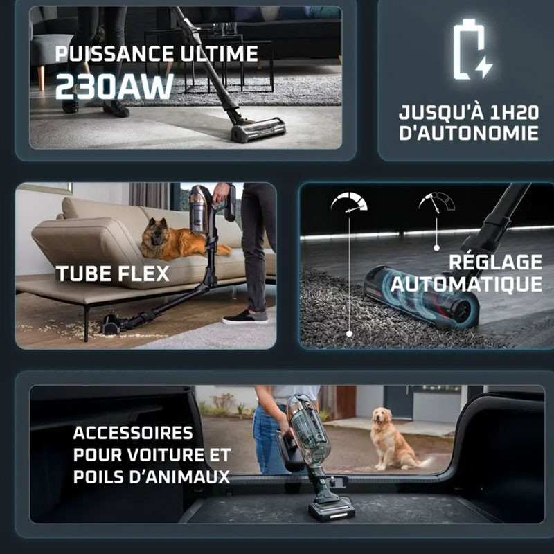 Aspirateur Balai Sans Fil Rowenta X-Force Flex 15.60 550W Noir en Tunisie