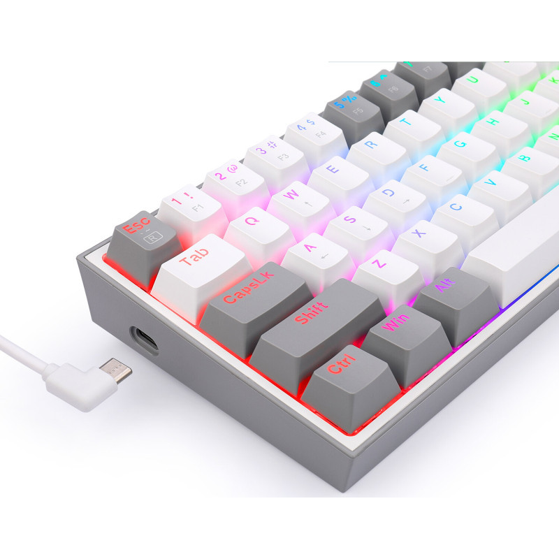 Clavier Gaming Mécanique Redragon FIZZ K617 Full RGB Gris en Tunisie