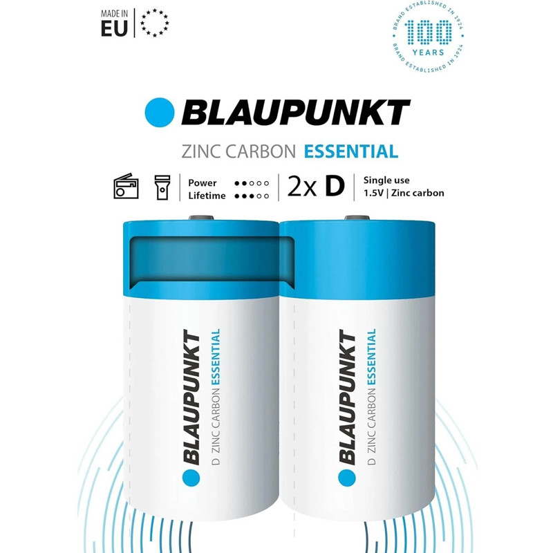 2 Piles Blaupunkt Zinc Carbon 1.5V D En Tunisie