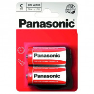 2 Piles Panasonic C Zinc Carbone R14 1.5 V
