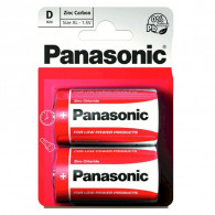 2 Piles Panasonic Salines Zinc Carbone D R20 1.5V en Tunisie