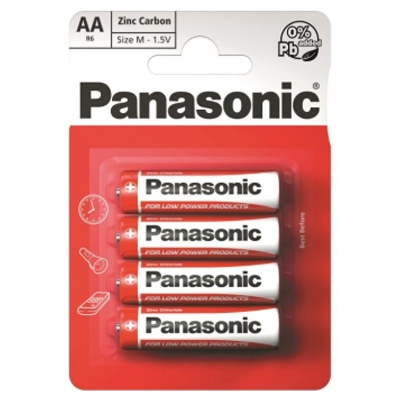4 Piles Panasonic Zinc Carbone R6 AA 1.5 V en Tunisie
