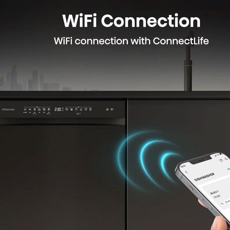 Lave Vaisselle Hisense Smart Inverter HS673C90BM 13 Couverts Noir en Tunisie
