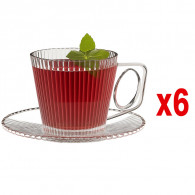 Coffret De 6 Tasses à Café Azur Glass Latinos Line 9 cl En Verre en Tunisie