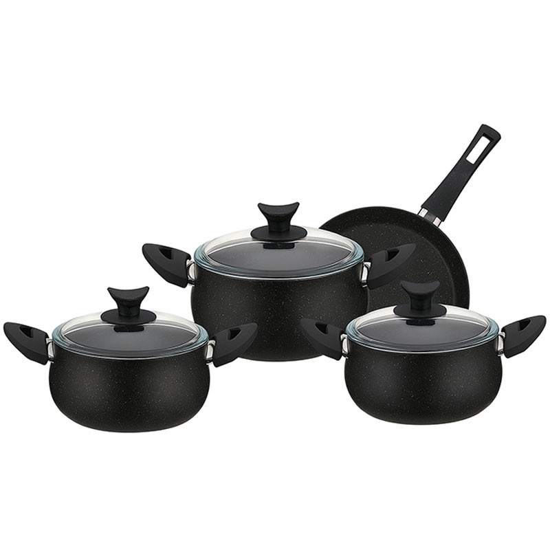 Batterie de Cuisine 7 Pièces Granite Noir En Tunisie