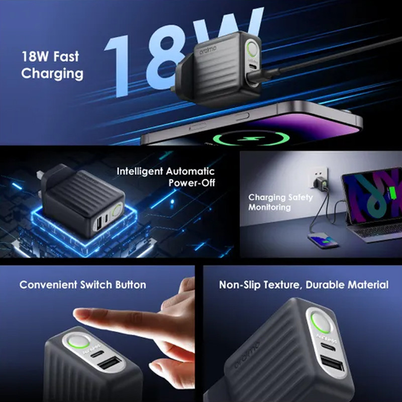 Adaptateur Chargeur Oraimo MICRO-USB 18W Gris En Tunisie