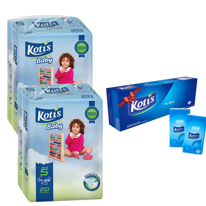 Couches Bébé Kotis Premium T5 20 Pièces Junior Eco en Tunisie