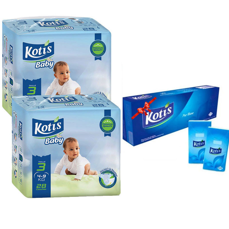 Couches Bébé Kotis Premium T3 28 Pièces Midi Eco en Tunisie