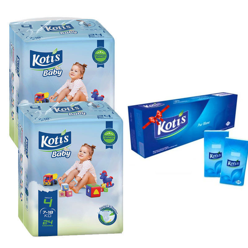 Couches Bébé Kotis Premium T4 24 Pièces Maxi Eco en Tunisie