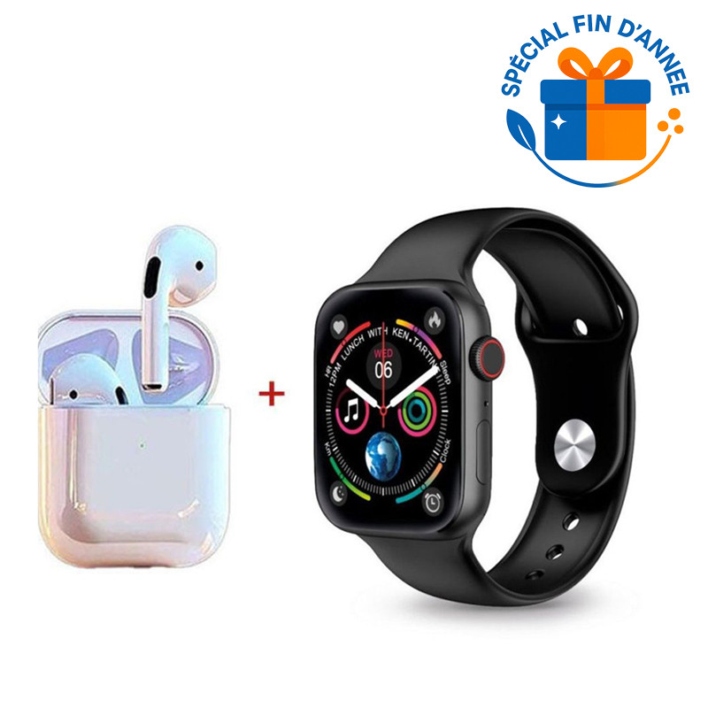 Pack Montre Connectée W26 PRO Max Séries 8 + 2 Ceintures + Earbuds Noir en Tunisie