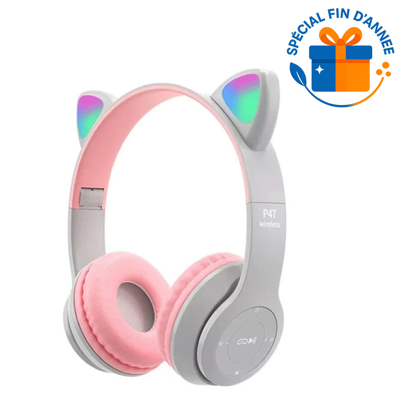 Micro Casque Bluetooth P47M Gris & Rose en Tunisie