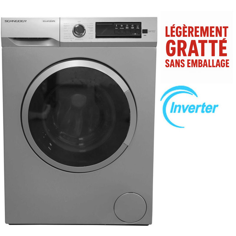 Machine à Laver Schneider 9Kg Moteur Inverter Avec Afficheur Silver