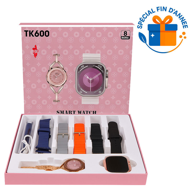 Coffret Montre Connectée TK600 + 7 Ceintures + Stylo en Tunisie