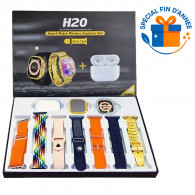 Coffret Montre Connectée H20 + 7 Bracelets + Airpods Gold
