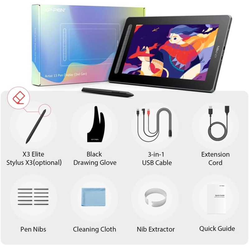 Tablette Graphique XP-Pen Artist 13 Gen 2 13.3'' Noir En Tunisie