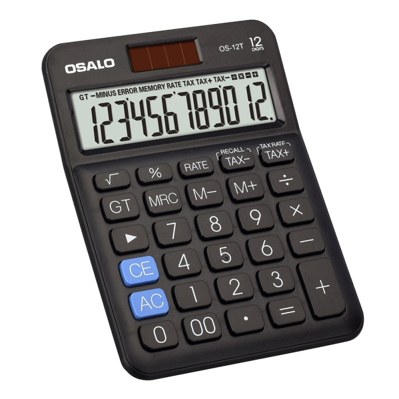 Calculatrice Osalo OS-12T Double Alimentation Solaire Noir en Tunisie