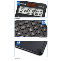 Calculatrice Osalo OS-12T Double Alimentation Solaire Noir en Tunisie