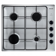 Plaque 60 cm 4 foyers grilles émaillées, thermocouple Brandt - Inox