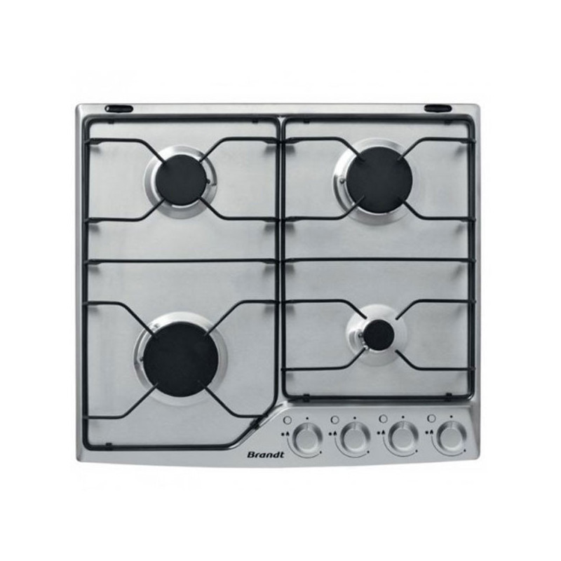 Plaque 60 cm 4 foyers grilles émaillées , thermocouple Brandt - Inox Plaque 60 cm 4 foyers grilles émaillées , thermocouple Brandt - Inox