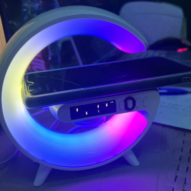 Chargeur Sans Fil Lampe Led & Enceinte Intelligente 15W Blanc En Tunisie