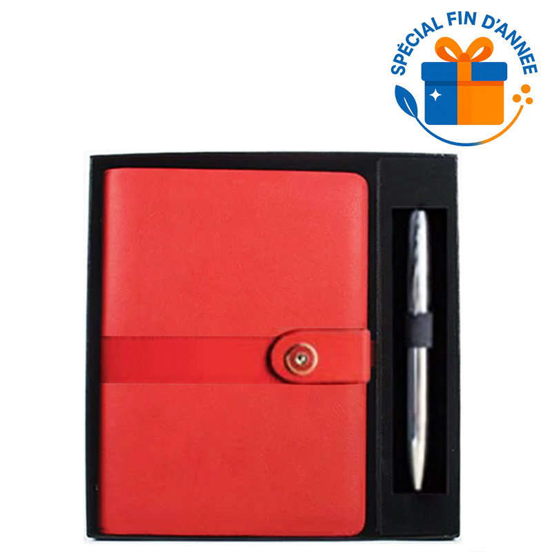 Coffret Bloc Notes Satine SFA 5537 + Stylo Rouge en Tunisie