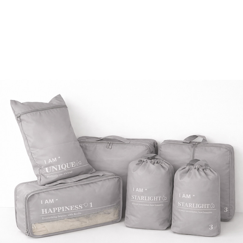 Set De 5 Pieces De Rangement Pour Voyage Gris en Tunisie