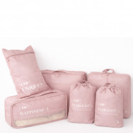 Set De 5 Pieces De Rangement Pour Voyage Rose